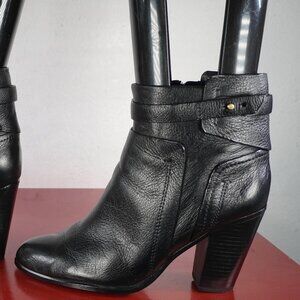 Women's Vince Camuto Black Leather Ankle High Chunky Heel Fashion Boots 8.5